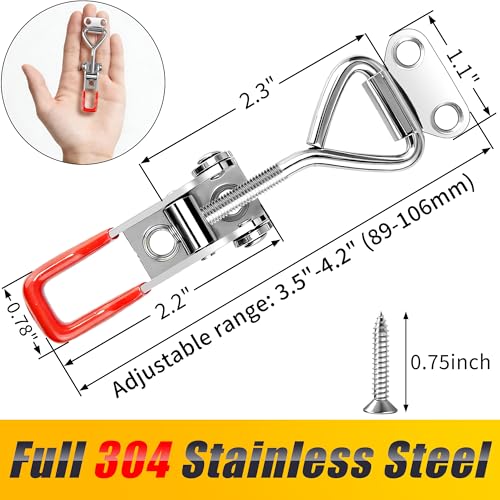 2 Pack Toggle Latch Clamp 4001 Adjustable 304 Stainless Steel Toggle Hasp Latches for Smoker Lid Jig Freezer Door Cooler Box Case Trunk Draw Chest, Quick Release 330Lbs Holding Capacity - size: 4001