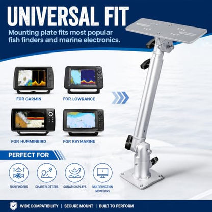 Universal Marine Monitor Mount 350° Swivel 18"–24" Adjustable Height Silver - color: Silver