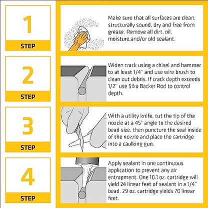 Sikaflex Self Leveling Polyurethane Sealant, Gray | Accelerated Curing | For Concrete Joints | 29 fl. oz | Pack of 2 - color: Gray, size: 29 fl. oz (Pack of 2)