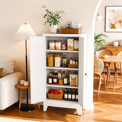AQY Metal Pantry Cabinet, White Kitchen Storage Cabinet with Doors - color: White, style: H47" - 2 Doors Hooks & Vents