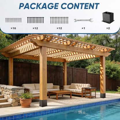 4x6 Post Base, Heavy Duty Post Bracket, Steel, Wood/Concrete, 2 Pcs - size: 4×6