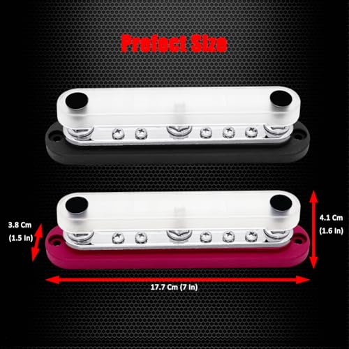Ampper 3 x M8 Posts Power Distribution Block BusBar 10 M4 Screws, 7" R & B - color: Red & Black, size: 3M8+10M4