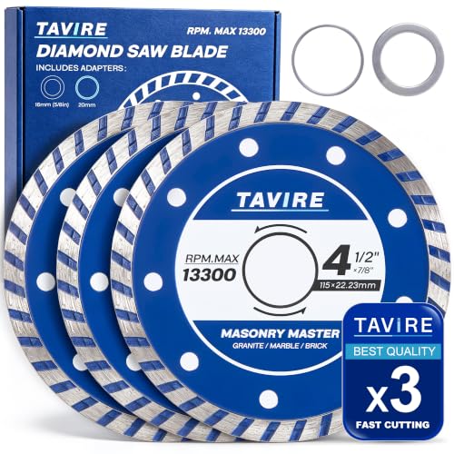 4-1/2 Inch Diamond Saw Blades for Angle Grinder, Tile Cutting Wheel 3Pcs - color: Silver Blue