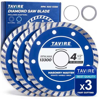 4-1/2 Inch Diamond Saw Blades for Angle Grinder, Tile Cutting Wheel 3Pcs - color: Silver Blue