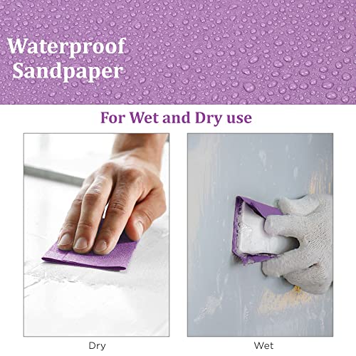 LotFancy 240 Grit Sandpaper, 30PCS 9 x 11” White Fused Alumina Wet Dry Sanding Sheets, for Automotive Metal Sanding Polishing, Wood Finishing, Purple - size: 240 Grit