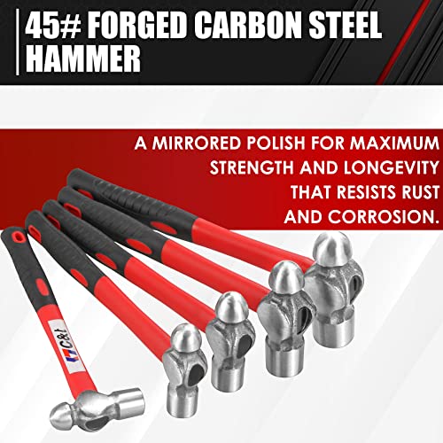 C&T 5-Piece Ball Peen Hammer Set, 8, 12, 16, 24, 32oz - style: 5pc