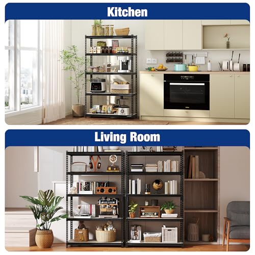 WORKPRO 2180LBS Capacity 5-Tier Black Shelving, 35.4”Wx11.8”Dx72”H - color: Black, size: 35.4"W x 11.8"D x 72"H