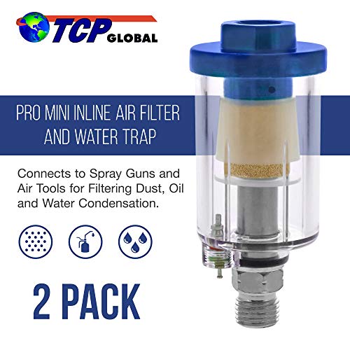 TCP Global Mini In-Line Air Filter (2 Pack) - Water & Oil Separator