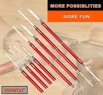 9 PCS Carbide Wood Lathe Turning Tool Set, Pen Turning tools, Including Swan Neck Hollower, Rougher, Finisher, Detailer, Aluminum Handles from 14" to 29", Fine Polished Stainless Steel Shank - size: 9pcs ALU Handle