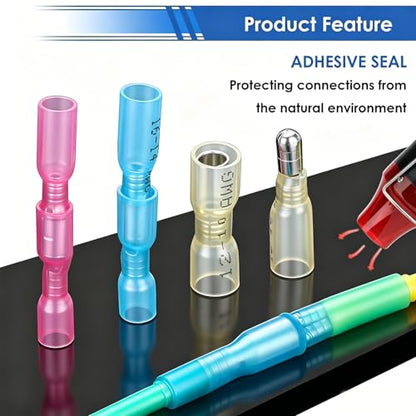 smseace 340PCS Heat Shrink Bullet Connectors Assortment Kit 22-10AWG Waterproof Bullet connectors Heat Shrink Female&Male Terminal for Automotive Boat Stereo Industrial Equipment - size: 340Pcs