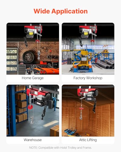 VEVOR Electric Hoist with Wireless Remote Control, 110v 440lbs Electric Hoist with Remote Control, 40ft/20ft Lifting Height Motor, for Garage Warehouse Factory - size: 440lbs
