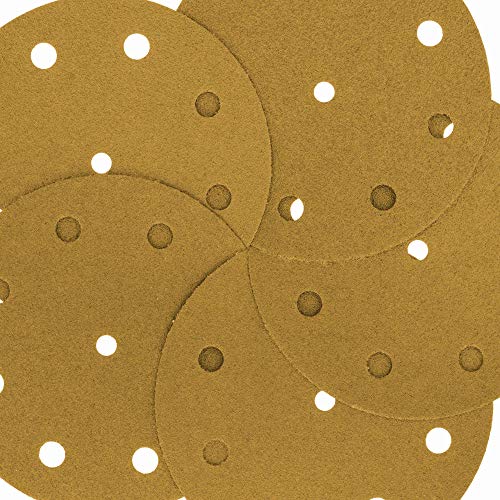 Dura-Gold 5" Gold Sanding Discs, 80 Grit, Box of 50, 9 Hole Pattern, H & L - size: 80-Grit