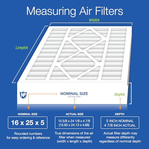 Nordic Pure 16x25x5 (15 5/8 x 24 1/8 x 4 7/8) Air Bear Replacement 255649-105 MERV 10 Air Filter 1 Pack - style: MERV 10