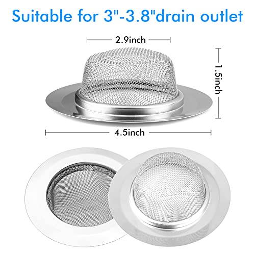 2Pcs Kitchen Sink Strainer, Stainless Steel Mesh Sink Drain Cover, Large Wide Rim 4.5" Diameter Sink Drain Strainer Basket Catcher - style: 4.5" Fine Mesh