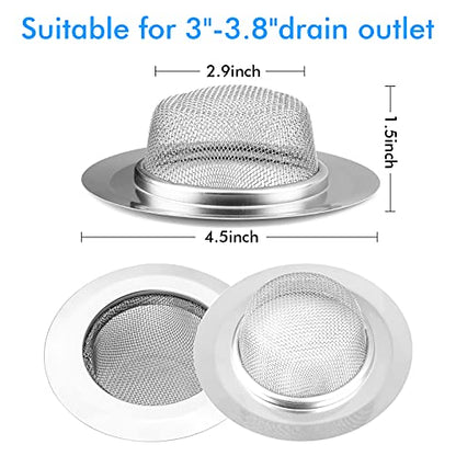 2Pcs Kitchen Sink Strainer, Stainless Steel Mesh Sink Drain Cover, Large Wide Rim 4.5" Diameter Sink Drain Strainer Basket Catcher - style: 4.5" Fine Mesh