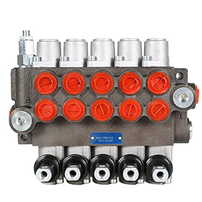findmall 5 Spool 13GPM Hydraulic Control Valve 3600PSI SAE Ports Double Acting Hydraulic Directional Control Valve for Tractors Loaders Tanks