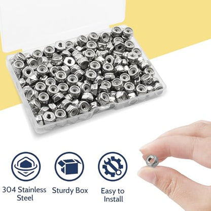 #8-32 Lock Nut, 120Pcs Stainless Steel Nylock Insert Locking Nuts - size: #8-32, 120 Pack