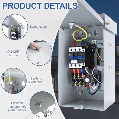 7.2 Hp 1-Phase Magnetic Motor Starter, 220-240 Volt 14-22 Amp - style: Single-phase 22A