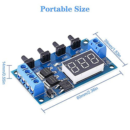 Programmable Timer Delay Relay Module DC 5V-36V Adjustable On/Off Cycle Timer Switch with Dual MOS Output Digital Display Emergency Stop Protective Case for Smart Home Automation DIY Electronics