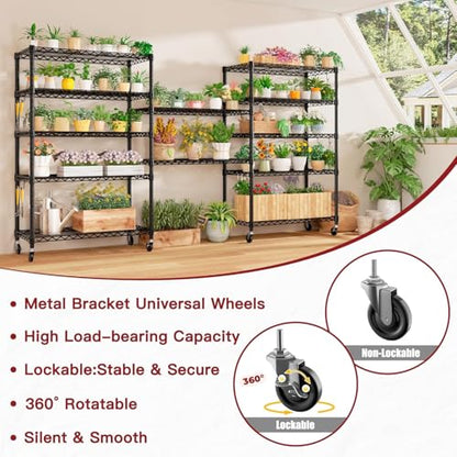 PrimeZone 6 Tier Wire Shelving with Wheels 79''H 1500lbs Storage Shelves - size: 36" W x 16" D x 79" H