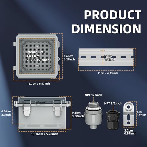 Joinfworld 6x6x4 Outdoor Electrical Box Weatherproof Junction Box - size: 5.9"x5.9"x3.5" Clear