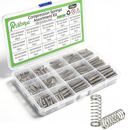 235PCS Springs Assortment Kit 304 Stainless Steel Compression Springs kit with 15 Different Sizes for Home Repairs & DIY - size: 235PCS (15 Sizes)