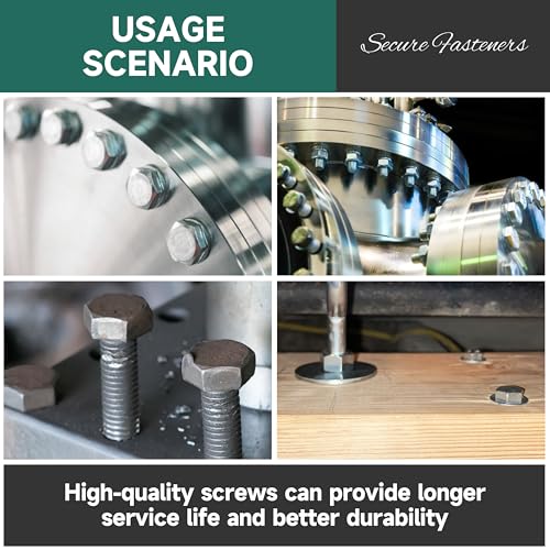 1/4-20 x 1 Hex Head Bolts Screws with Nuts, Flat & Lock Washers, 304 Stainless Steel Bolts and Nuts External Hex Drive Black Oxided 1/4 Bolt (10Sets) - color: Black, size: 1/4 x 1"