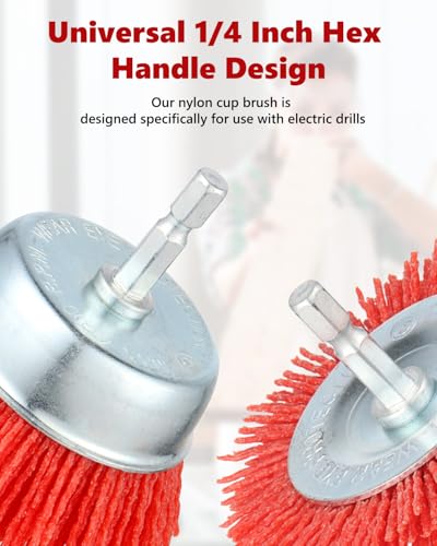 9 Pack Nylon Filament Abrasive for Drill with 1/4”Hex Shank - style: 9 Pack