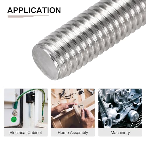 DTGN M10x1.5x30mm(DxPxL) Fully Threaded Rod - 5Pack - Good for Machinery - 304 Stainless Steel Right Hand Thread Rods Bar Studs - Silver - size: M10x1.5x30mm