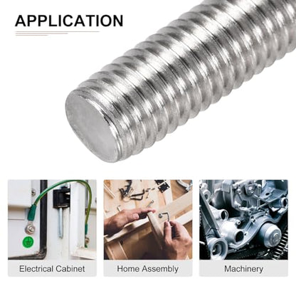 DTGN M10x1.5x110mm(DxPxL) Fully Threaded Rod - 5Pack - Good for Machinery - 304 Stainless Steel Right Hand Thread Rods Bar Studs - Silver - size: M10x1.5x110mm