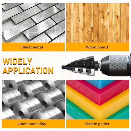 1/4 to 1-3/8 Inch Step Drill Bit, M2 High-Speed Steel Double Fluted Drill bits, Straight Grooved Step Drill Bit for Hole Drilling in Stainless Steel, Copper, Aluminum, Wood, Plastic - style: M2 1-3/8