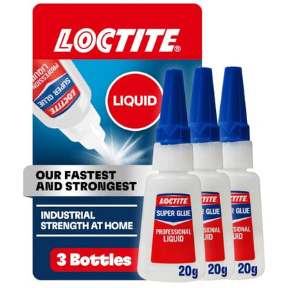 Loctite Super Glue Professional Liquid, Clear, 20g Bottle, 3 Pack - size: 3 Pack