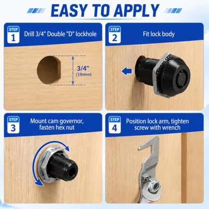 2 Pack 5/8'' Black Toolbox Lock with Key, Cabinet Lock Keyed Alike Hook Cam