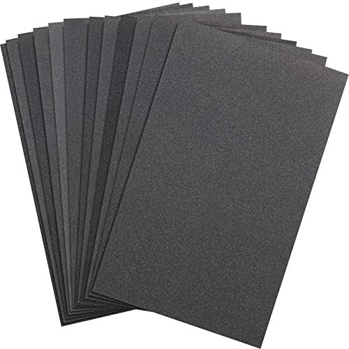 12 Sheets Abrasive Dry Wet Waterproof Sandpaper Sheets Assorted Grit of 400/600/ 800/1000/ 1200/1500 for Automotive Polishing Metal Sanding Wood Furniture Finishing, 2.8 x 4.5 Inch