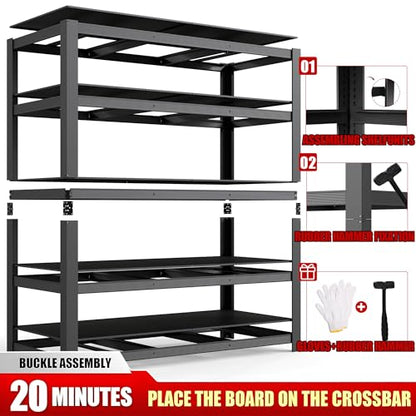 84" H 5-Tier Heavy Duty Storage Shelves, 3000LBS Capacity Adjustable Metal Industrial Garage Shelving Units,Freestanding Storage Rack for Shop and Warehouse, 84" H x 55" W x 24" D - size: 84"H × 55"W × 24"D