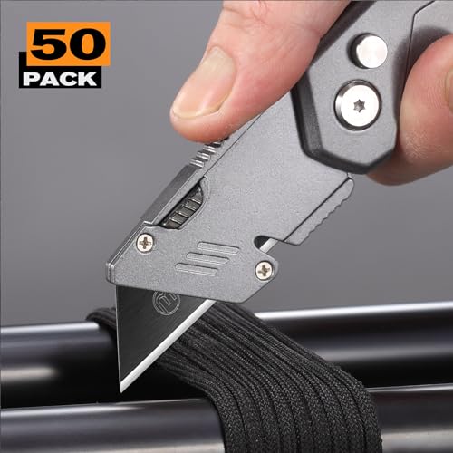 M MEEPO Utility Knife Blades, Never Rust, Blackened SK-5 Steel, 50-Pack - size: Blackened 50-Pack