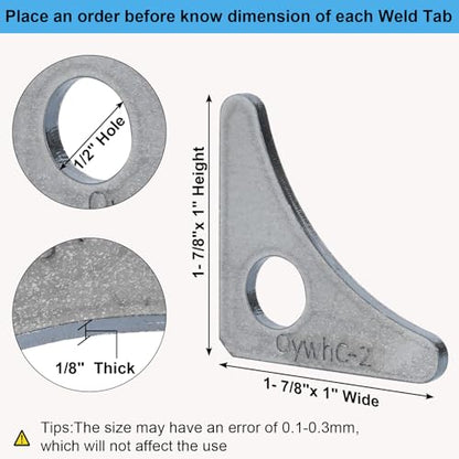 Weld On Tabs,Triangle Gusset Shock Mount,1/2" Hole,1/8" Thick,10 pcs - color: Axle / Flat Mount-1/8" Thick