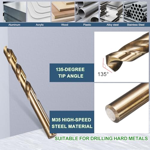 METALLIXITY Drill Bit (13mm) M35 5% Cobalt High-Speed Steel 135° 2Pcs - size: 13mm