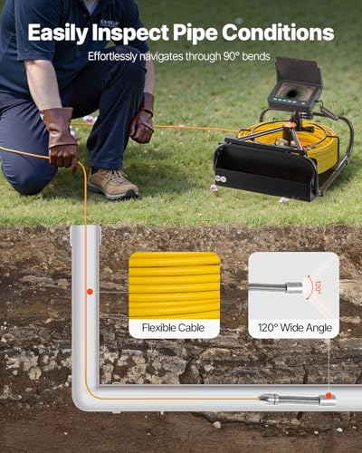 VEVOR Sewer Camera, 98.4 ft/30 m, 4.3" Pipe Drain Inspection Camera with DVR Function and LED Lights, Waterproof IP68 Borescope, Industrial Endoscope for Home Wall Duct Drain Pipe Plumbing - size: 98ft/30m, style: 4.3'' Screen with DVR Function