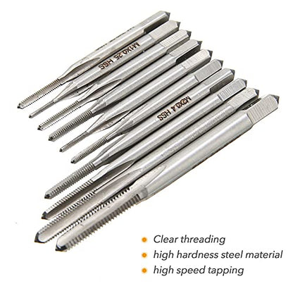 10pcs Micro Taps Bit Small Hand Screw Thread Taps M1-M3.5 with Tap Wrench