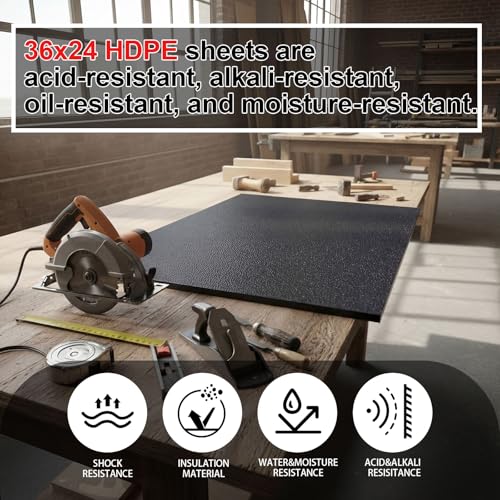 Sasylvia 1/2" X 12" X 24" Black HDPE Sheet,Textured Front & Smooth Back - color: Black, size: 1/2" x 12" x 24"