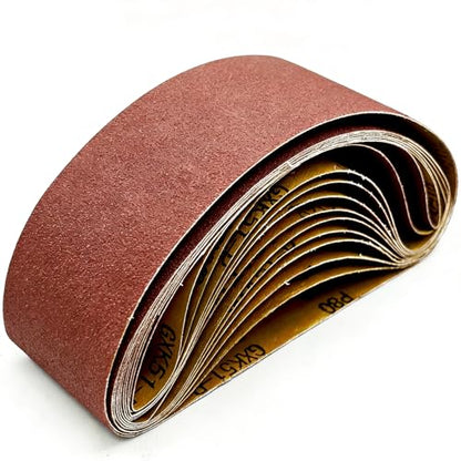 3x21 Inch Sanding Belts, 12-Pack, 80/120/150 Grit Mixed