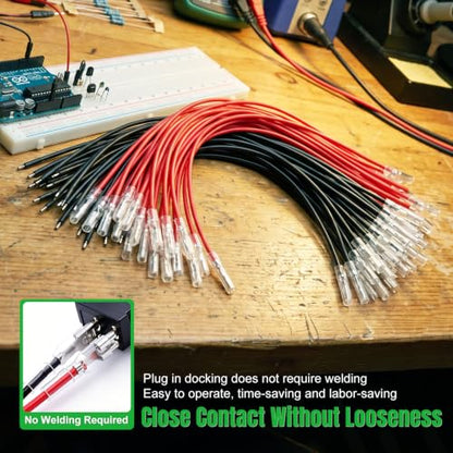 Twidec/20PCS 2.8mm Female Spade Crimp Terminal,Electrical Insulated Terminals with 20cm Cable,Quick Connectors with Insulating Sleeve Red＆Black Female Spade Connectors Assortment Kit - size: 2.8mm