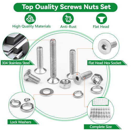1440PCS Metric Screw Aassortment Kit, 304 Stainless Steel M2 M3 M4 Bolts - size: SS M2 M3 M4 1440pcs 1