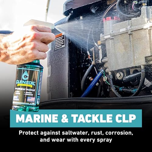 CLENZOIL Marine & Tackle - Fishing Gear Oil Lubricant - for Fish Care Reels, Boat Motors, Downriggers & More - Easily Oils Applicator - size: 16 oz Trigger Spray