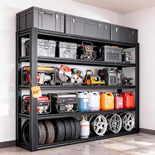 5-Tier Heavy Duty Storage Shelves Unit, Adjustable Metal Garage Shelving,5000LBS Garage Storage Industrial Shelves,Storage Racks,Steel Shelf Suitable for Shop,Warehouse,Basement - size: 5-Tier 84"H x 62"W x 24"D