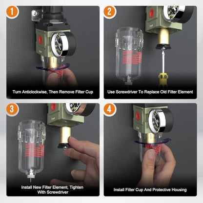 1/4 NPT Airbrush Regulator Air Compressor Moisture Water Trap - color: Radial-semi-auto Drain