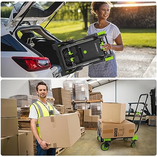 Folding Hand Truck Dolly, 330lb Convertible 4 to 2 Wheel Moving Cart, Green - size: 330LB Green