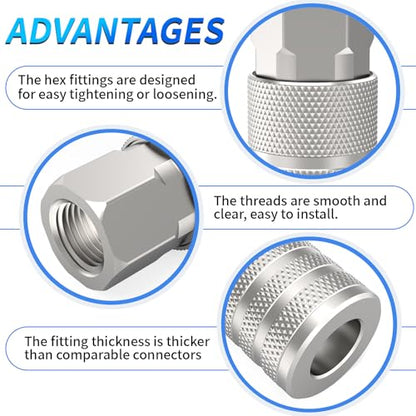 ChillWaves 1/4-Inch Female Industrial Coupler,1/4" NPT Female 4-Ball Quick Connect Air Coupler Air Hose Fittings(12-PACK) - size: 1/4" FNPT