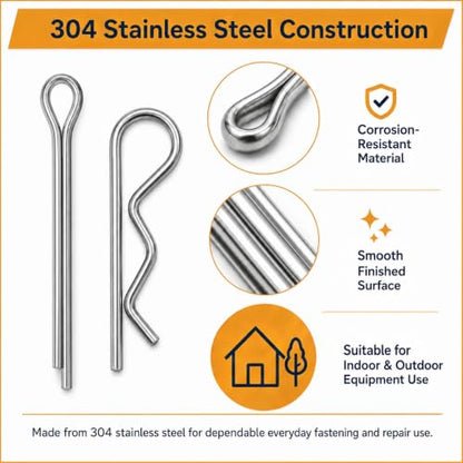 260 Pcs Cotter Pin Assortment Kit, 304 Stainless Steel Hardware Pins
